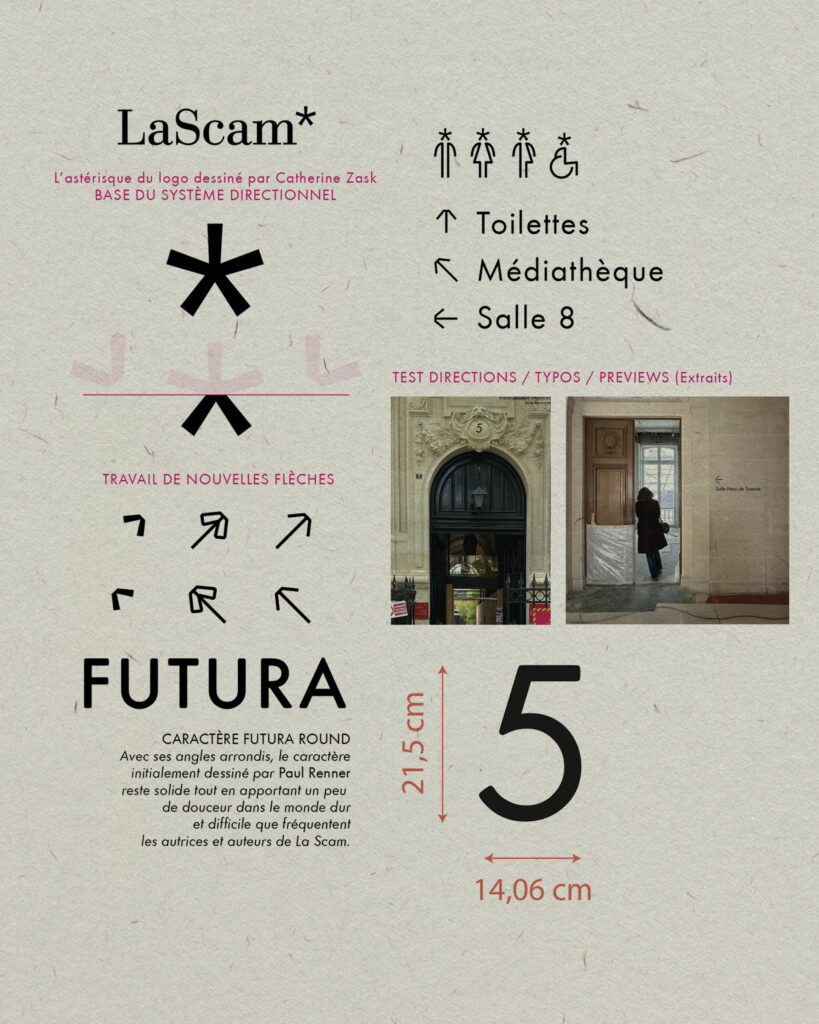 Lettrage signalétique LaScam — close-up hôtel particulier Paris · vrai studio