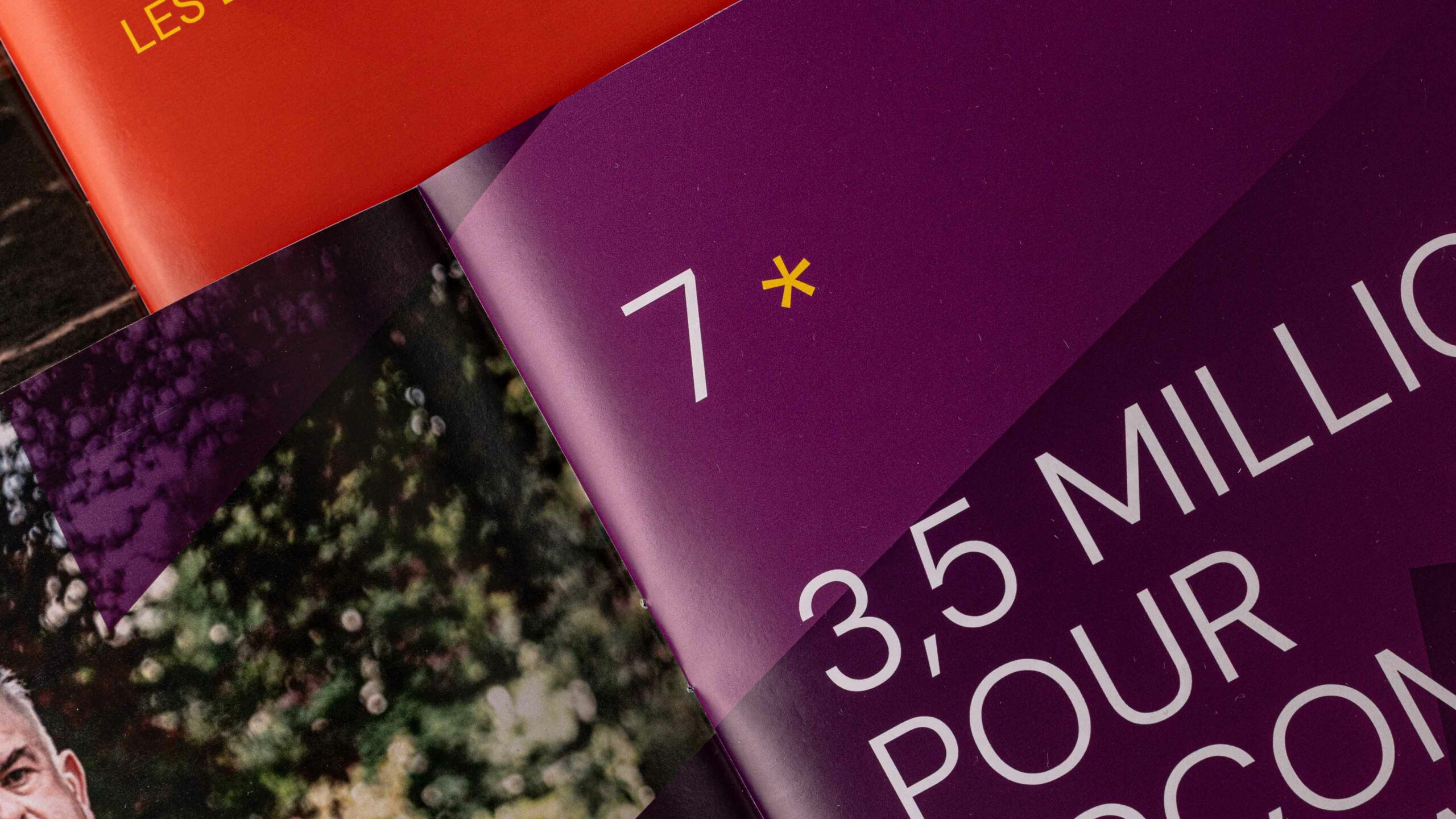 ID 1507 — Detail of the opening page of the chapter “3.5 Million to Support Peers,” featuring a portrait photograph — 2025 Activity and Transparency Report, LaScam* — vrai studio layout